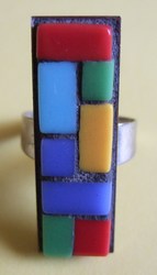 ring, veelkleurig, 12 x 35 mm